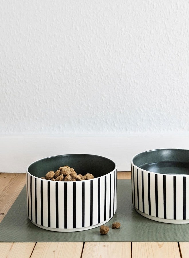 BS Case Ikeaa UTSÅDD Pet Bowls, Stoneware, Striped Black-Blue/Grey-Green Pattern, 19 cm (7.5 inches), Set of 2, Dishwasher-Safe - Image 2